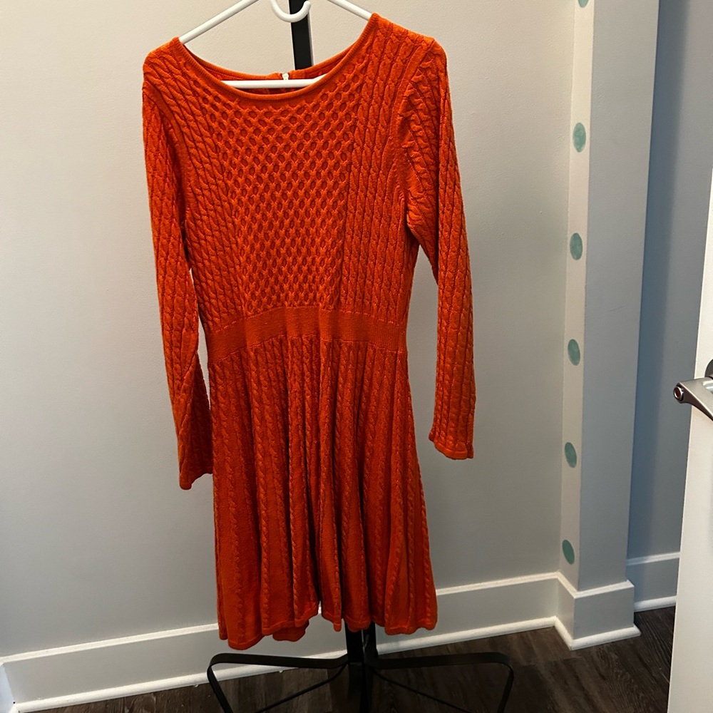 Orange sweater dress